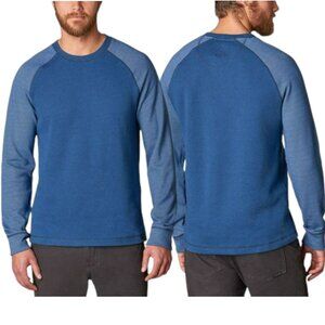 PrAna Drifter Crew Nautical Organic Cotton Blend Sweater - Blue - M